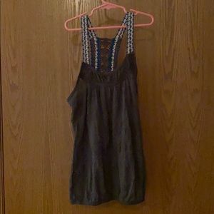 Olive Tank with Crocheted Straps